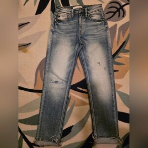 KanCan Medium Wash Cuffed Slim Straight Jeans